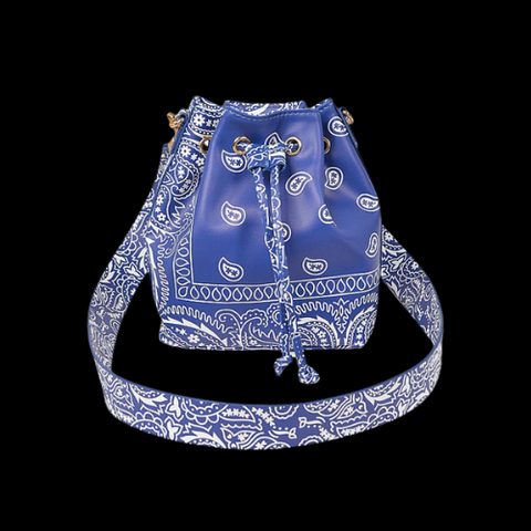 Cobalt Blue Bandana Bucket Crossbody Bag